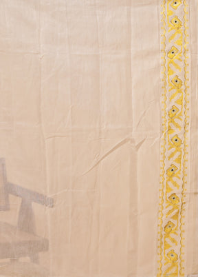 White Khadi Cotton Saree With Blouse Piece