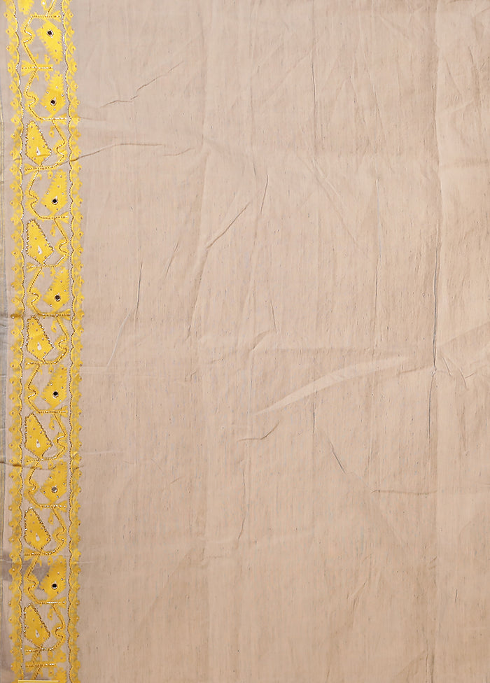 Grey Khadi Cotton Saree With Blouse Piece