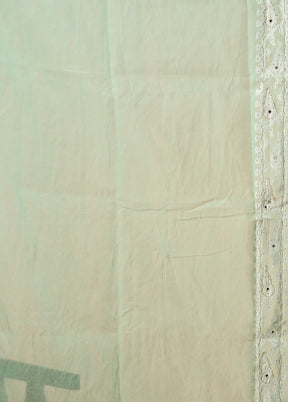 Green Khadi Cotton Saree With Blouse Piece