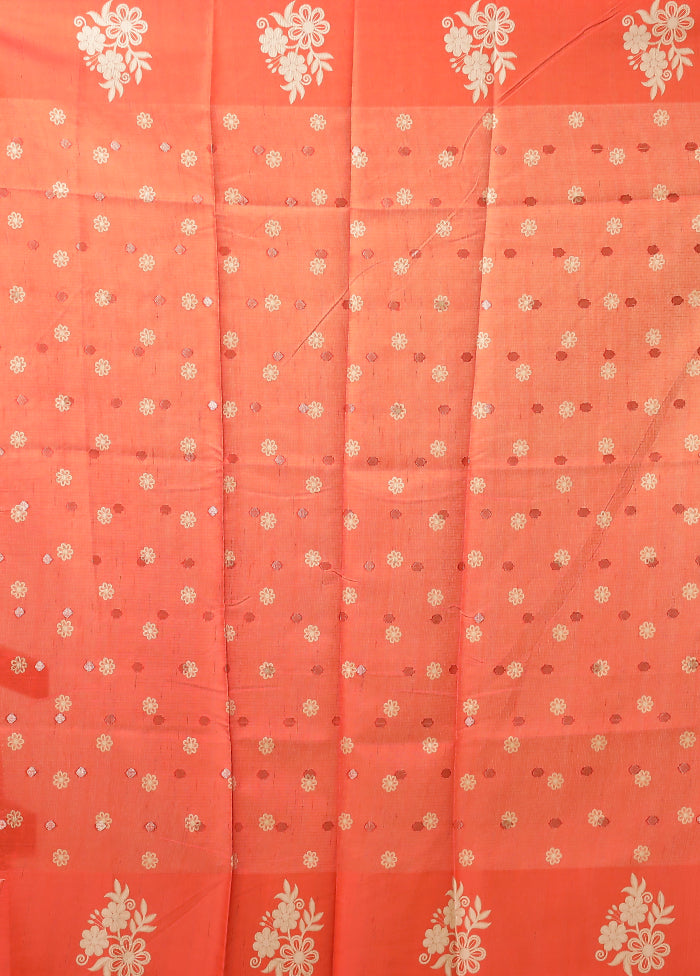 Orange Dupion Silk Saree With Blouse Piece