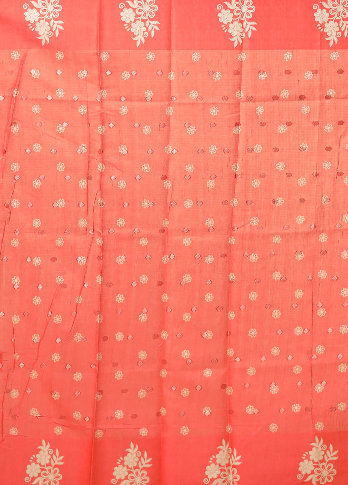 Red Dupion Silk Saree With Blouse Piece