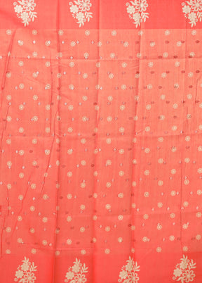 Red Dupion Silk Saree With Blouse Piece