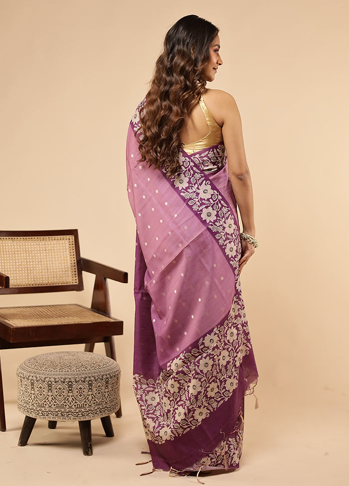 Purple Dupion Silk Saree With Blouse Piece