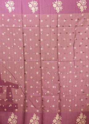 Purple Dupion Silk Saree With Blouse Piece