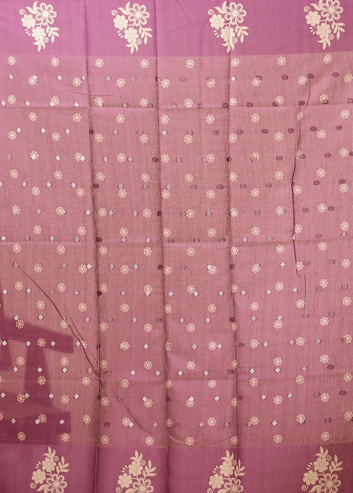 Purple Dupion Silk Saree With Blouse Piece