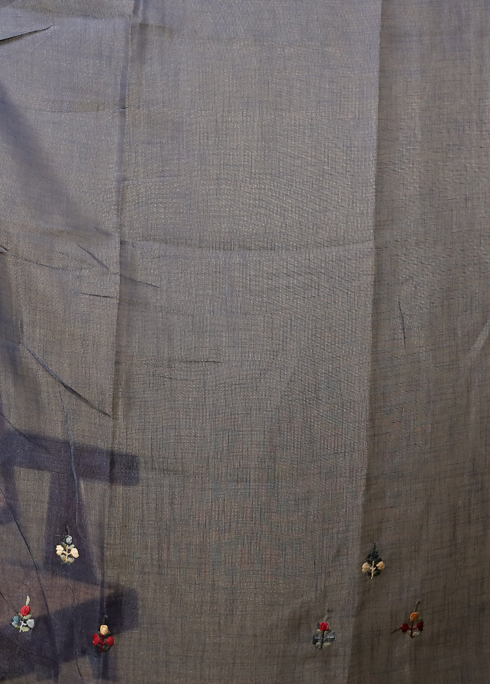 Cream Linen Silk Saree With Blouse Piece