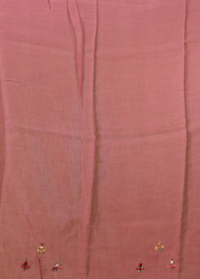 Cream Linen Silk Saree With Blouse Piece