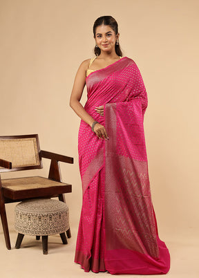 Pink Dupion Silk Saree With Blouse Piece