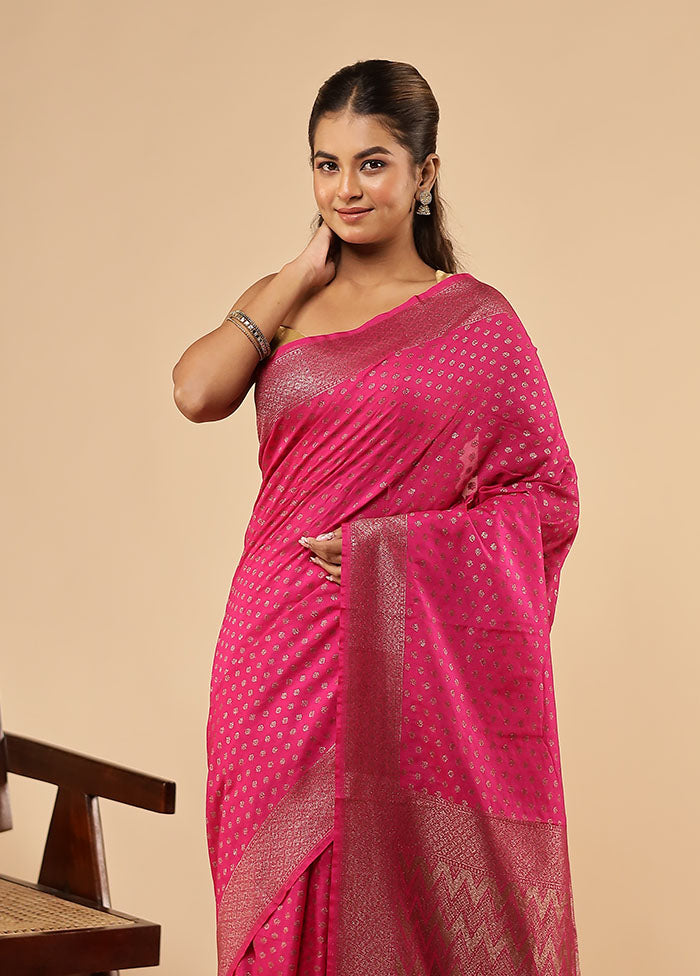 Pink Dupion Silk Saree With Blouse Piece