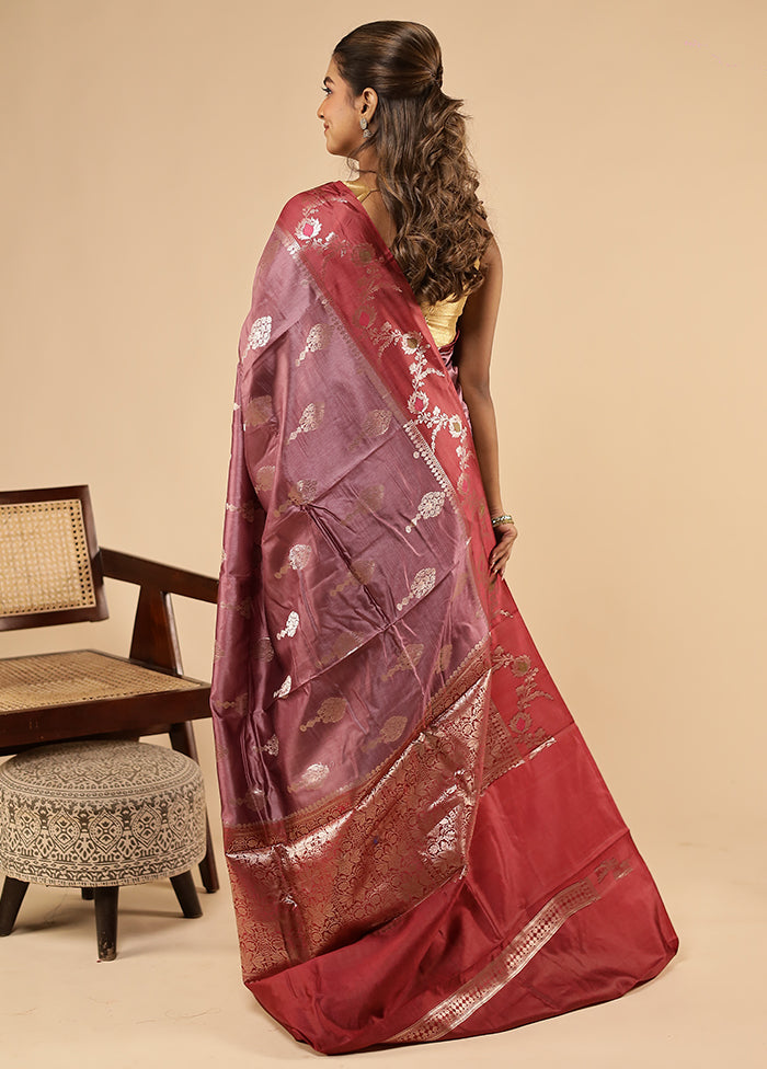 Purple Dupion Silk Saree With Blouse Piece