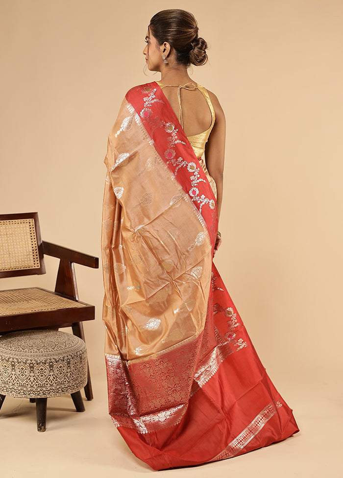 Cream Dupion Silk Saree With Blouse Piece