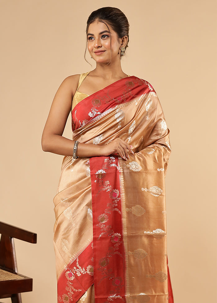 Cream Dupion Silk Saree With Blouse Piece