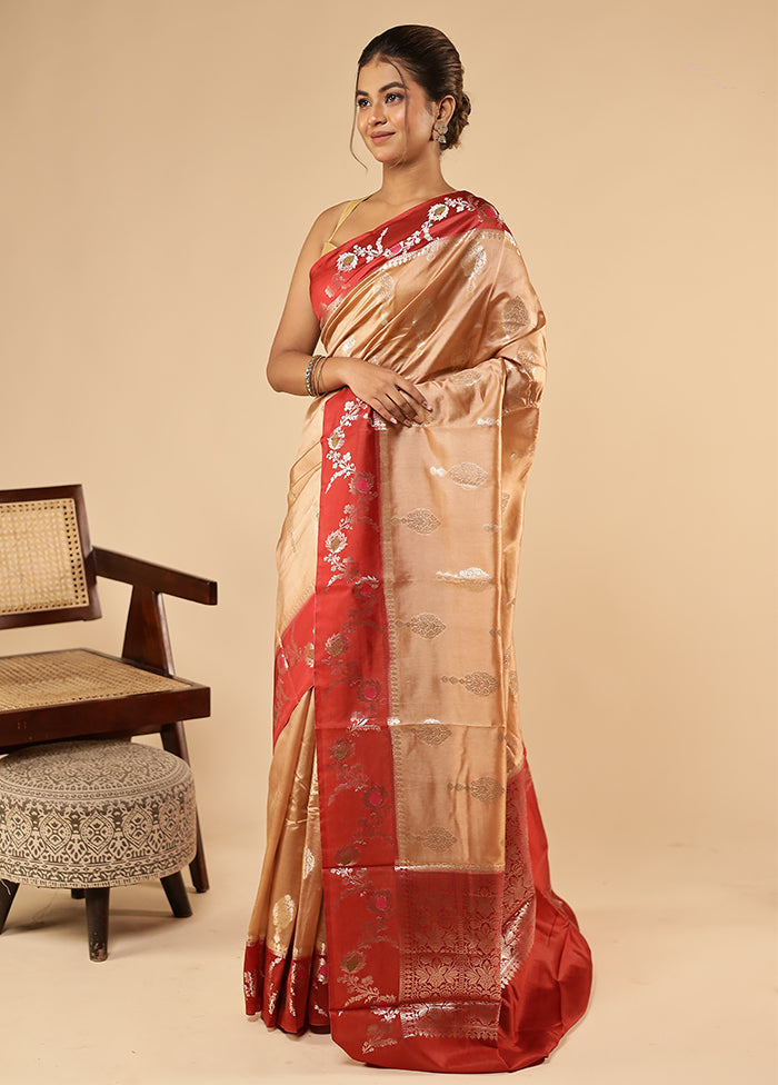 Cream Dupion Silk Saree With Blouse Piece
