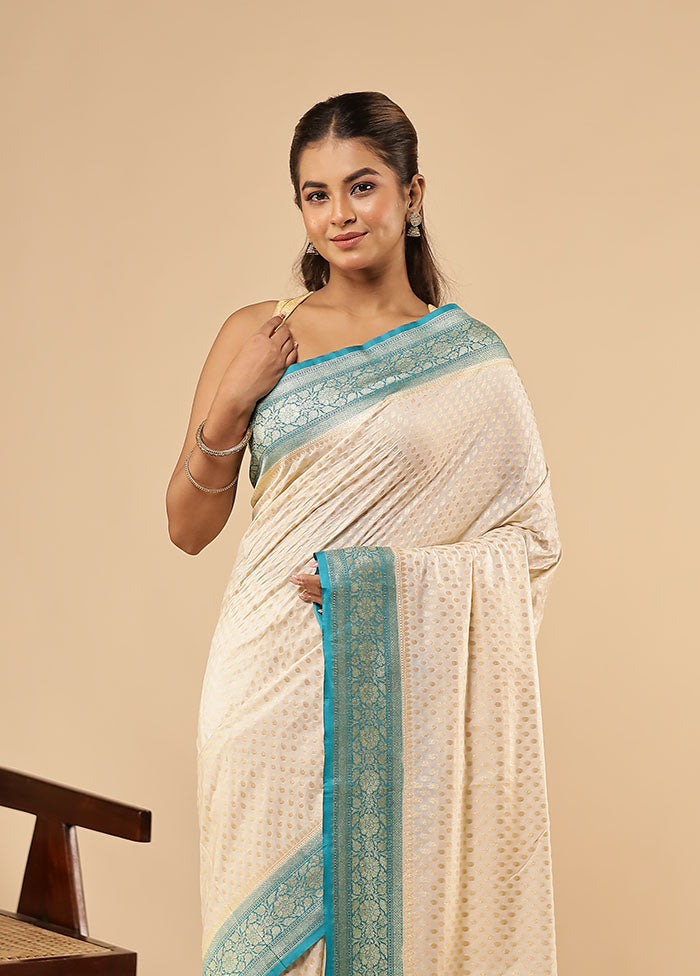 Cream Dupion Silk Saree With Blouse Piece
