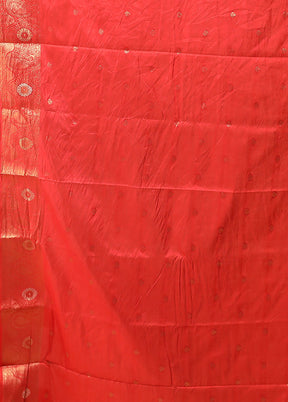 Red Dupion Silk Saree With Blouse Piece