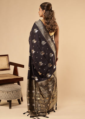 Blue Dupion Silk Saree With Blouse Piece