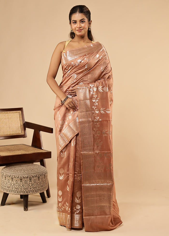 Rust Dupion Silk Saree With Blouse Piece