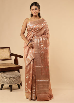 Rust Dupion Silk Saree With Blouse Piece