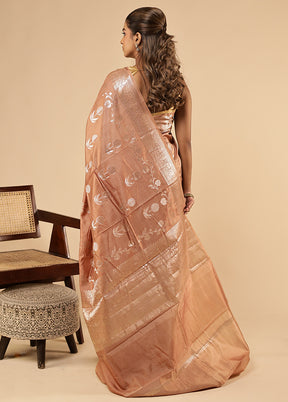 Rust Dupion Silk Saree With Blouse Piece