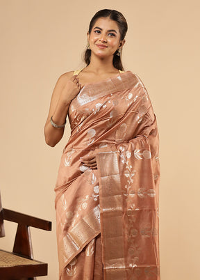 Rust Dupion Silk Saree With Blouse Piece