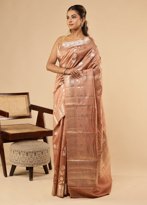 Rust Dupion Silk Saree With Blouse Piece