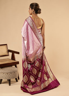 Purple Banarasi Silk Saree With Blouse Piece