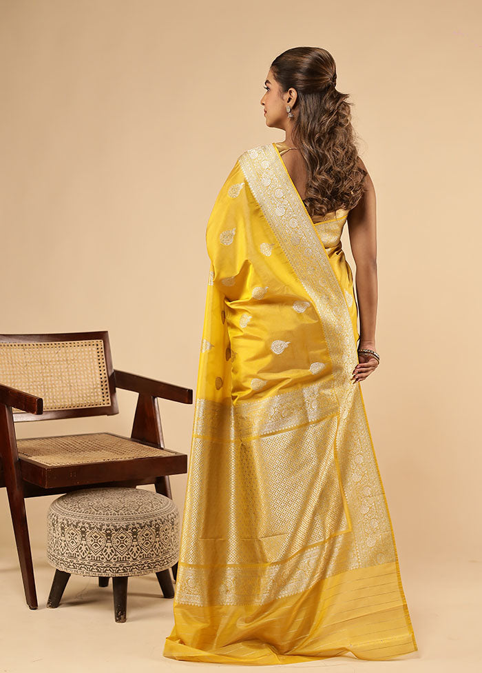 Yellow Tissue Silk Saree With Blouse Piece