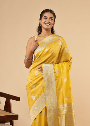 Yellow Tissue Silk Saree With Blouse Piece