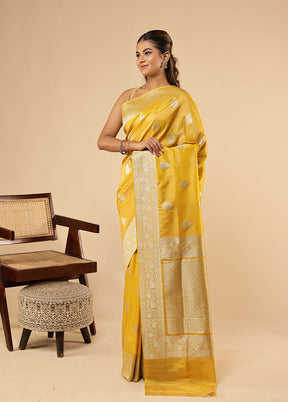 Yellow Tissue Silk Saree With Blouse Piece