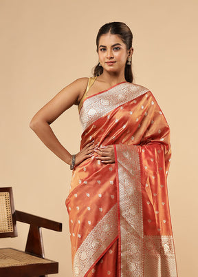 Rust Tissue Silk Saree With Blouse Piece