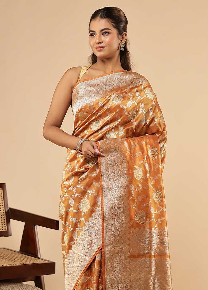Rust Tissue Silk Saree With Blouse Piece