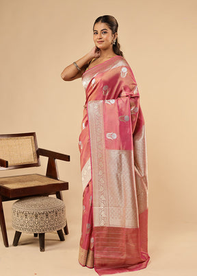 Pink Tissue Silk Saree With Blouse Piece