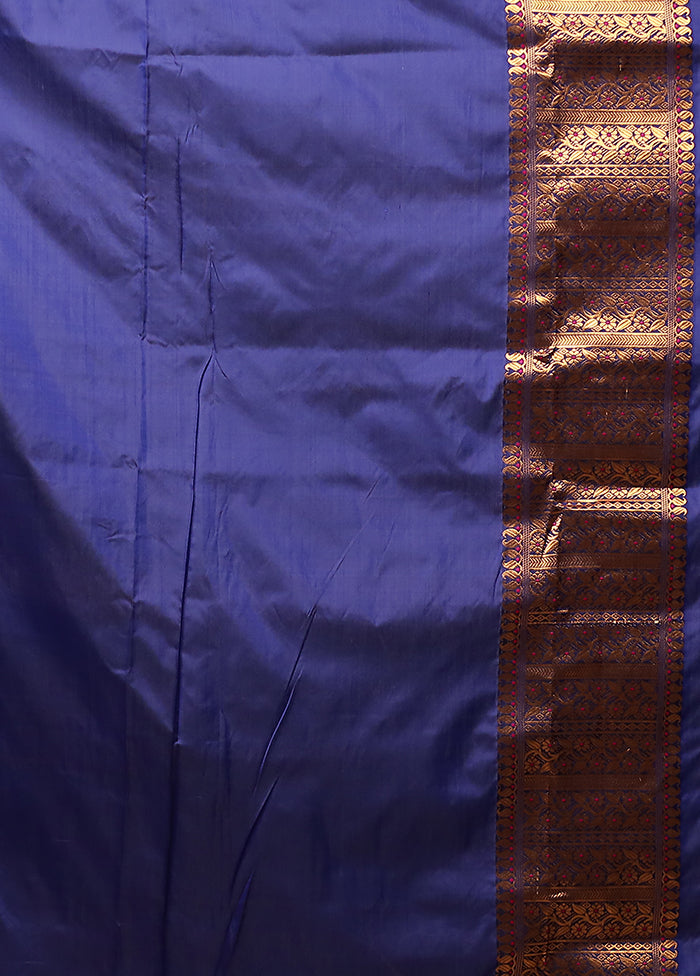 Blue Assam Silk Saree With Blouse Piece