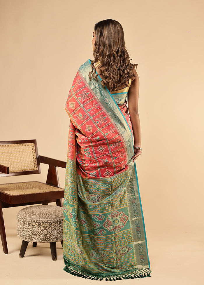 Pink Dupion Silk Saree With Blouse Piece