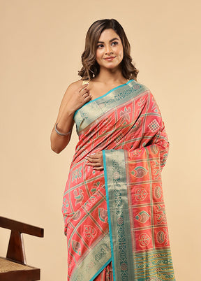 Pink Dupion Silk Saree With Blouse Piece