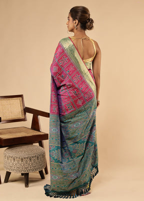 Purple Dupion Silk Saree With Blouse Piece