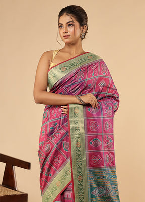 Purple Dupion Silk Saree With Blouse Piece