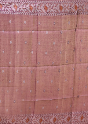 Purple Handloom Tussar Pure Silk Saree With Blouse Piece