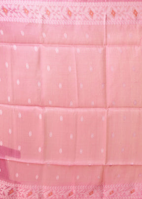 Pink Handloom Tussar Pure Silk Saree With Blouse Piece