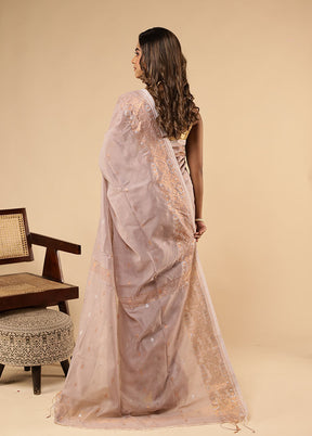 Cream Matka Silk Saree With Blouse Piece