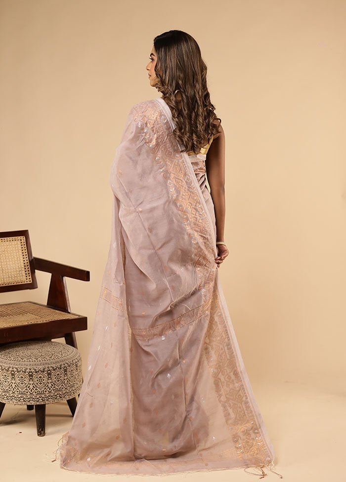 Cream Matka Silk Saree With Blouse Piece