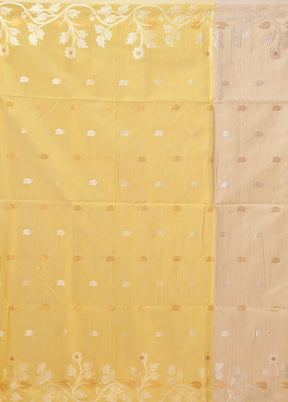 Yellow Matka Silk Saree With Blouse Piece