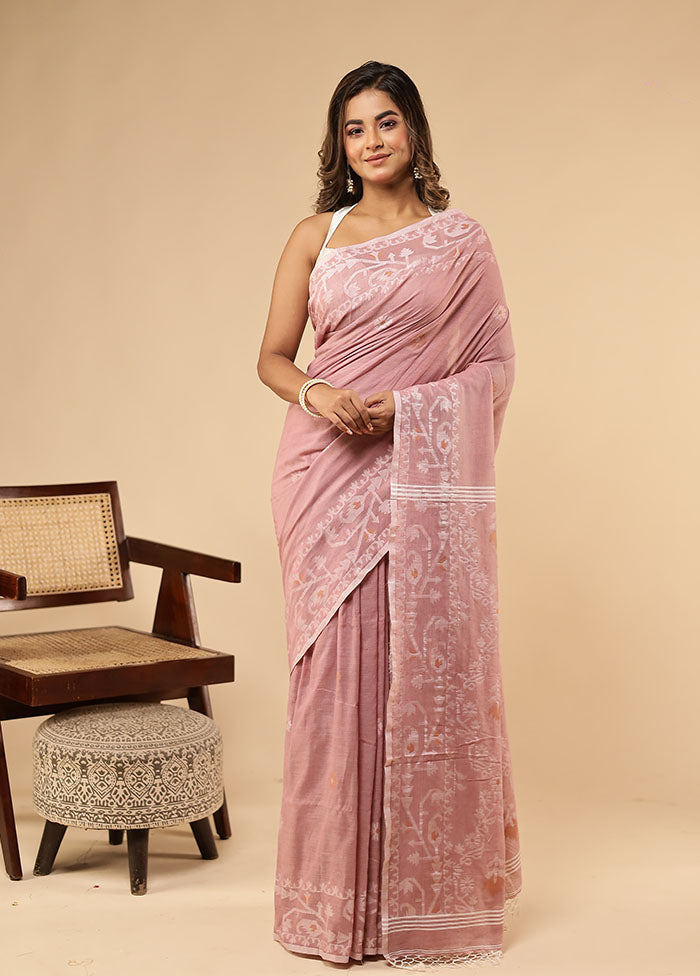 Pink Matka Silk Saree With Blouse Piece