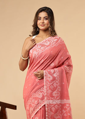 Pink Matka Silk Saree With Blouse Piece