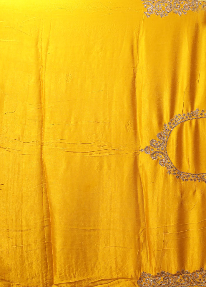 Yellow Handloom Pure Georgette Saree With Blouse Piece