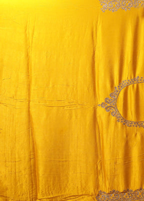 Yellow Handloom Pure Georgette Saree With Blouse Piece