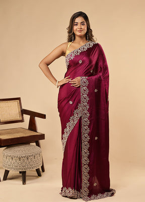 Purple Handloom Pure Georgette Saree With Blouse Piece