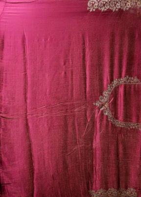 Purple Handloom Pure Georgette Saree With Blouse Piece