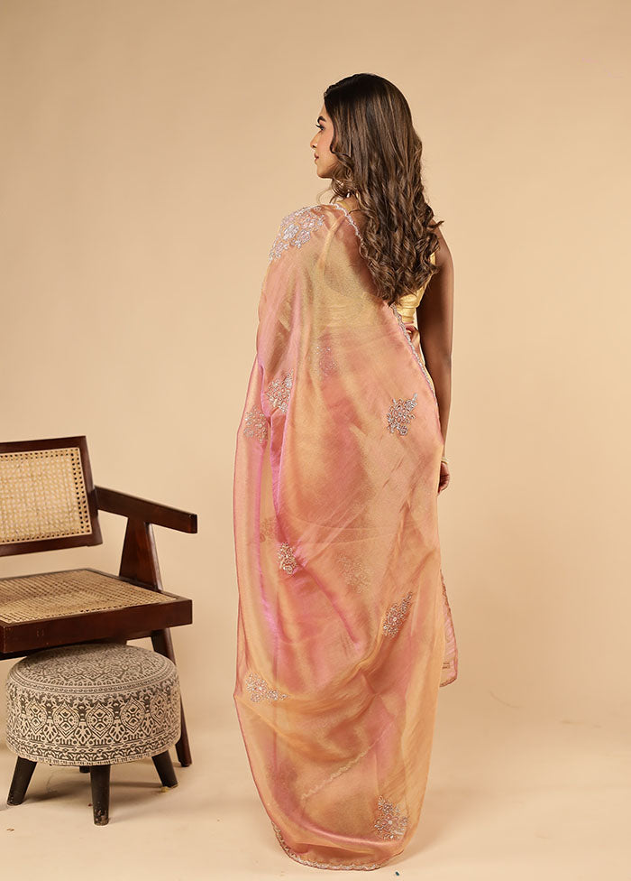 Rust Handloom Pure Georgette Saree With Blouse Piece