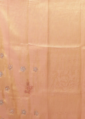 Rust Handloom Pure Georgette Saree With Blouse Piece